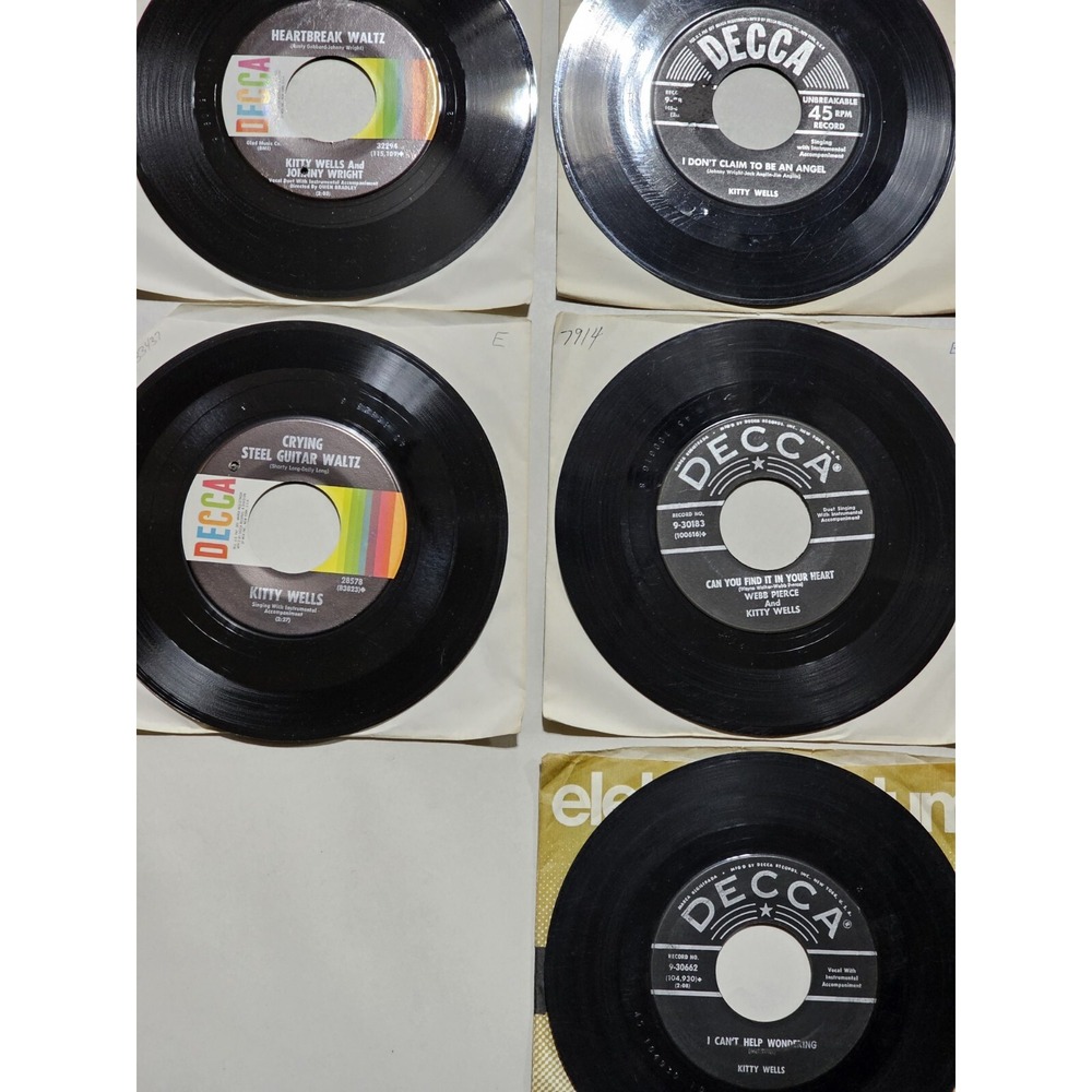 Kitty Wells 45 Rpm Vinyl‎ Record Lot, Qty 10, Decca Records, Great Country Duets - Picture 10 of 10